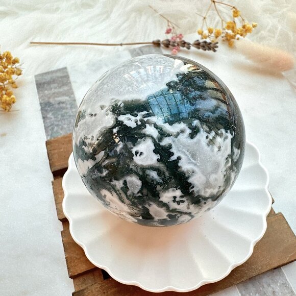 Gorgeous Moss Agate Sphere - Picture 2 of 8